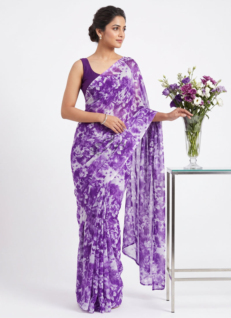 Latest Authentic Garden Vareli Nara Chiffon Saree