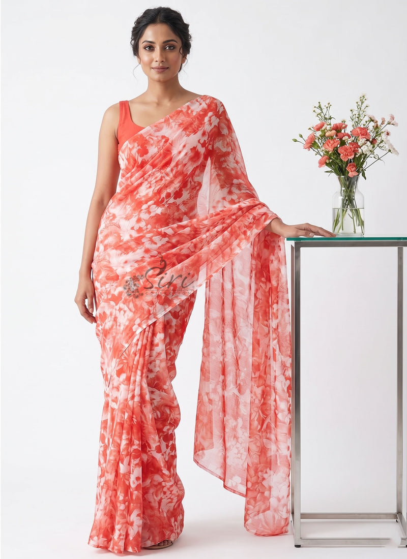 Latest Authentic Garden Vareli Nara Chiffon Saree