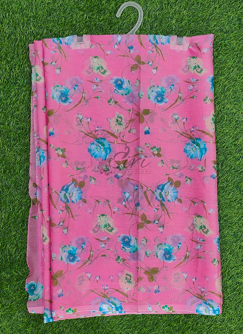 Latest Garden Vareli Pink Floral Nara Chiffon Saree