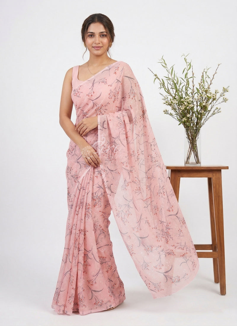 High Quality Garden Vareli Printed Nara Chiffon Saree