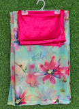 Authentic Garden Vareli Printed Nara Chiffon Saree with Blouse
