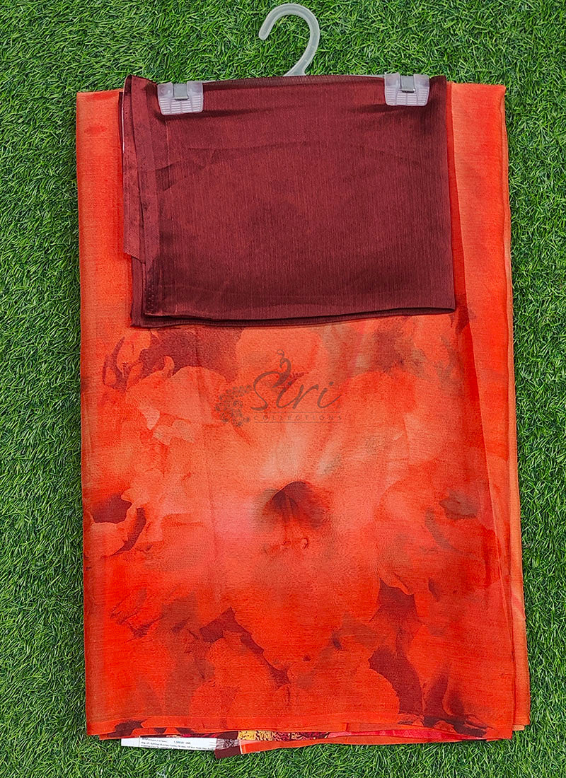 Beautiful Garden Vareli Nova Nara Chiffon Saree with Blouse