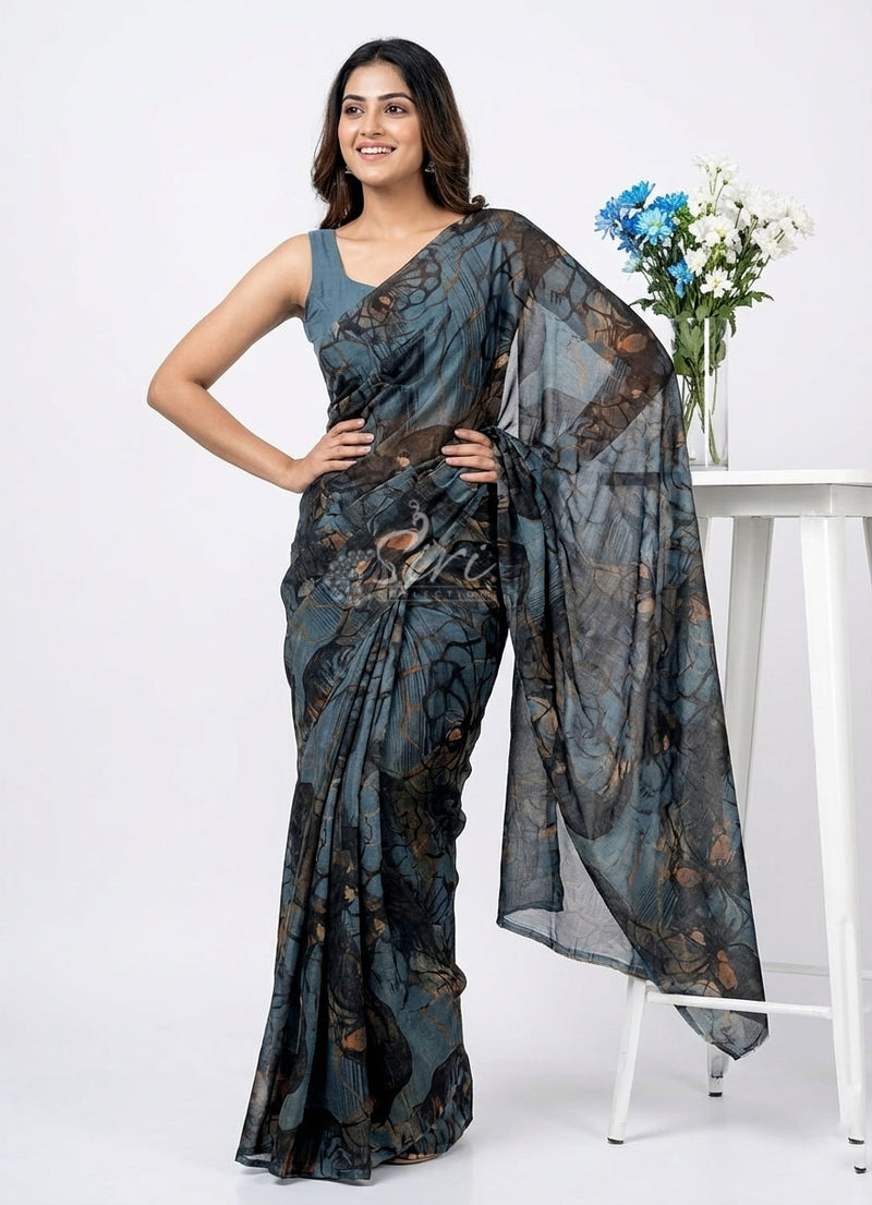 High Quality Garden Vareli Printed Nara Chiffon Saree
