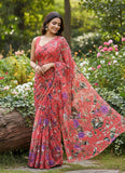 Latest Garden Vareli Printed Nara Chiffon Saree