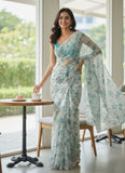 Authentic Garden Vareli Printed Nara Chiffon Saree