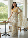 Authentic Garden Vareli Printed Nara Chiffon Saree