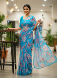 Latest Garden Vareli Printed Nara Chiffon Saree