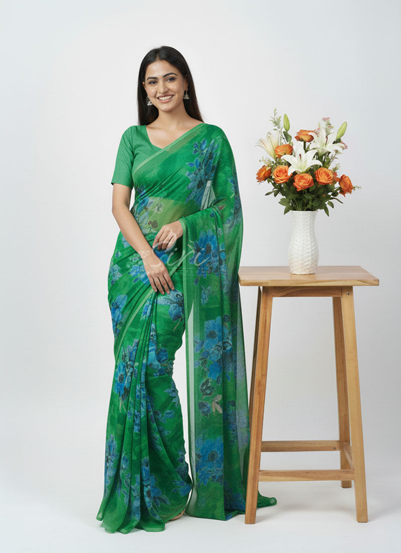 Latest Garden Vareli Printed Nara Chiffon Saree