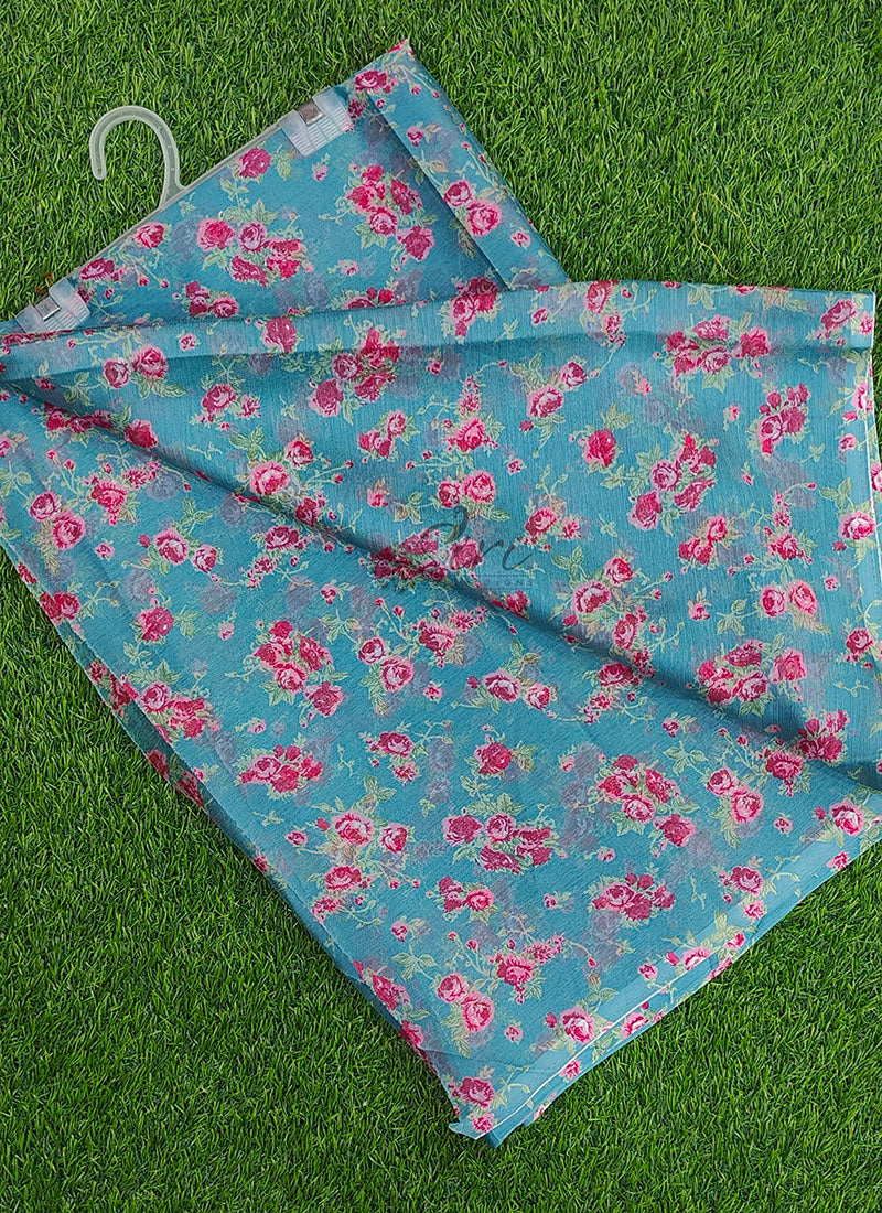 Beautiful Garden Vareli Printed Nara Chiffon Saree