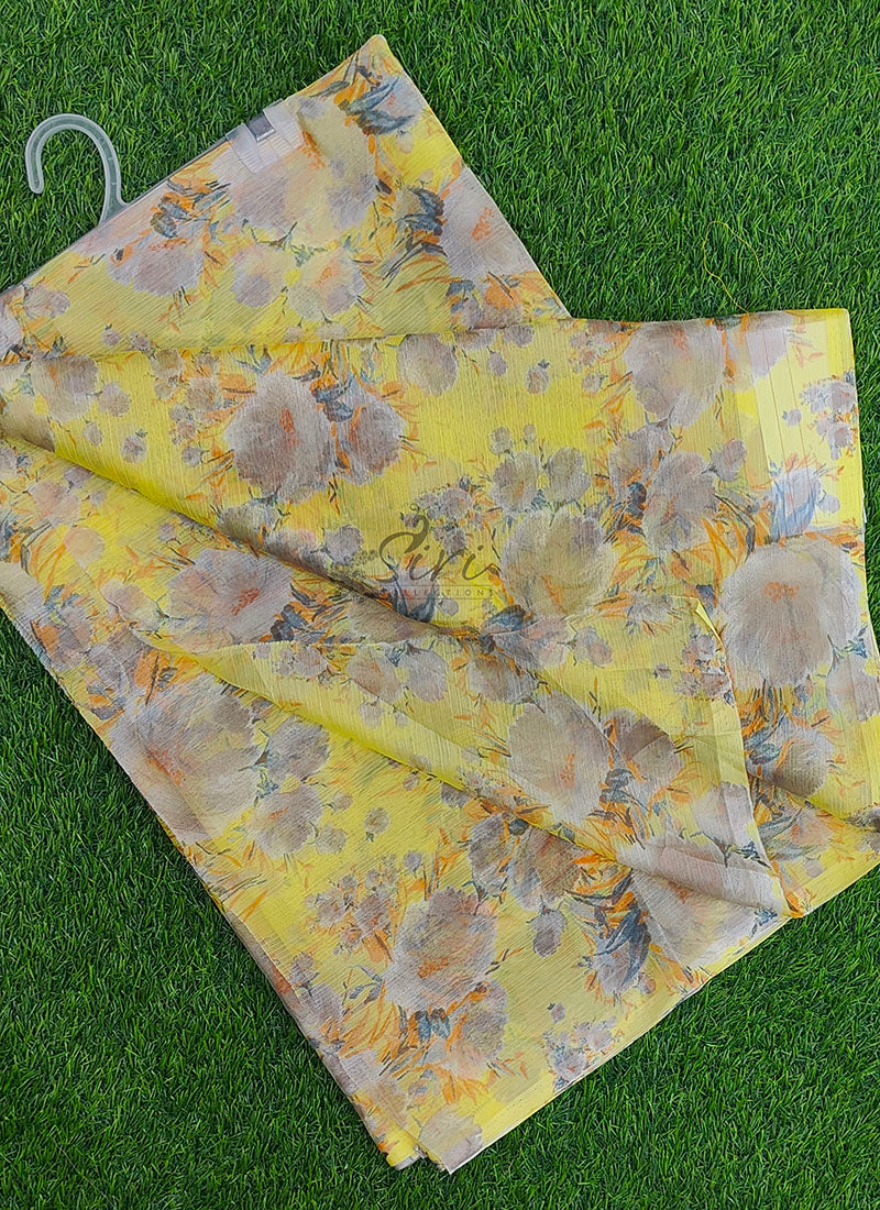 Beautiful Garden Vareli Printed Nara Chiffon Saree