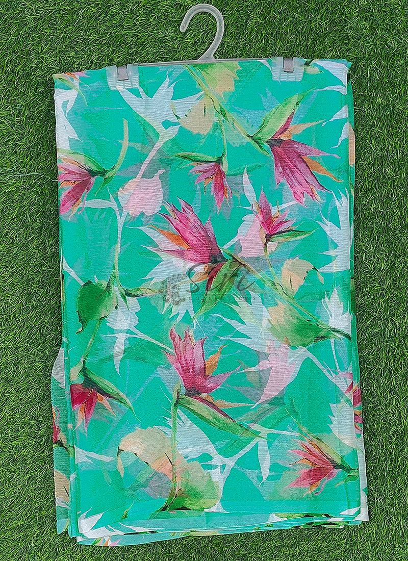 Beautiful Garden Vareli Printed Nara Chiffon Saree