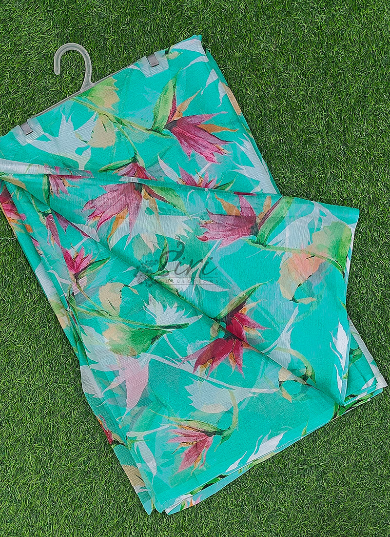 Beautiful Garden Vareli Printed Nara Chiffon Saree