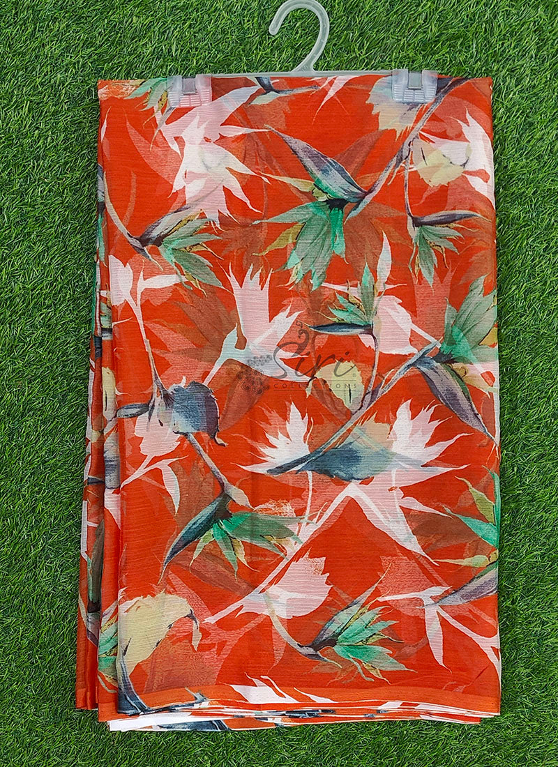 Beautiful Garden Vareli Printed Nara Chiffon Saree