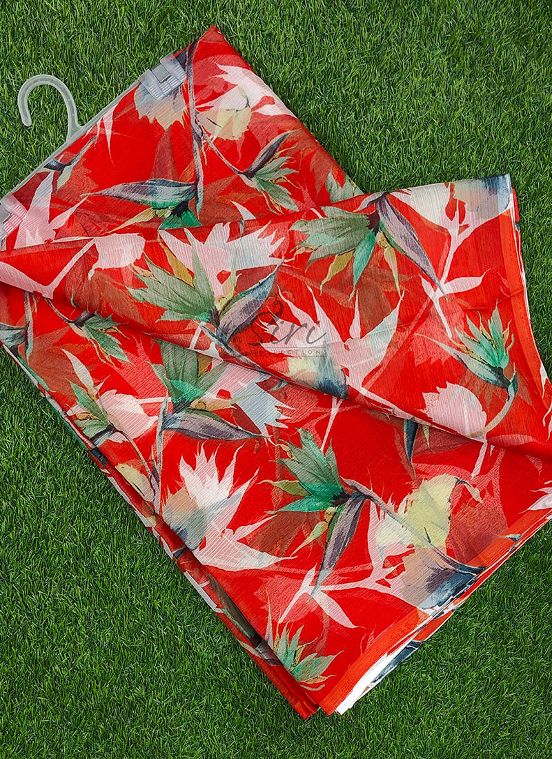 Beautiful Garden Vareli Printed Nara Chiffon Saree