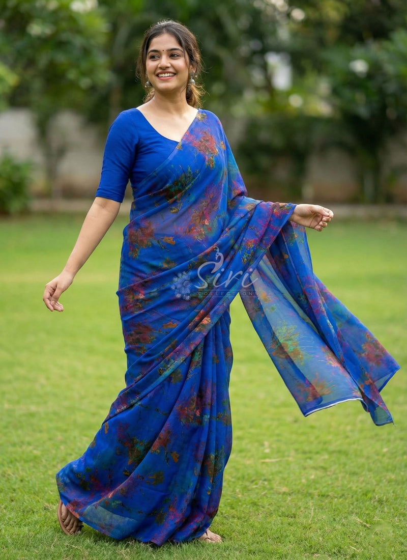 High Quality Garden Vareli Printed Nara Chiffon Saree