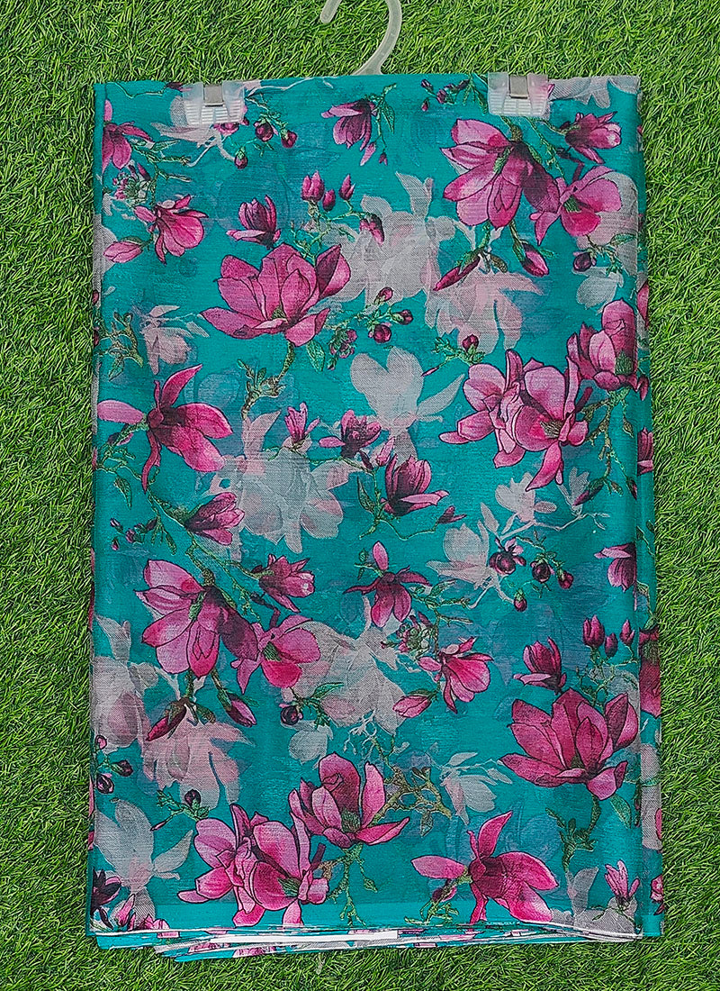 Authentic Garden Vareli Printed Nara Chiffon Saree