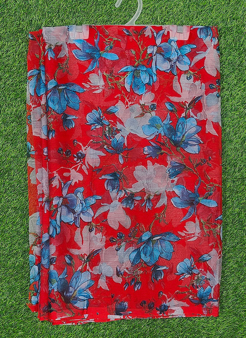 Authentic Garden Vareli Printed Nara Chiffon Saree