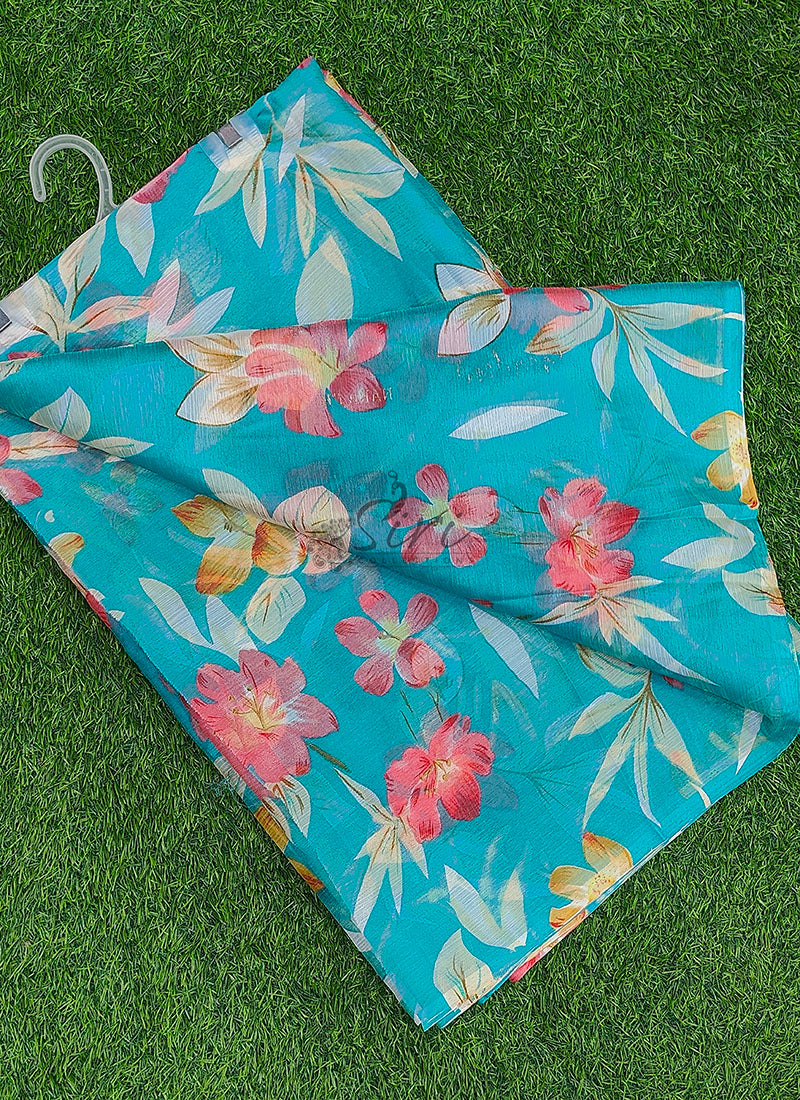 Authentic Garden Vareli Printed Nara Chiffon Saree