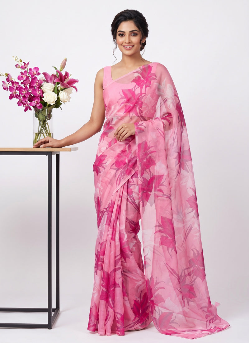 Latest Beautiful Garden Vareli Nara Chiffon Saree without Blouse