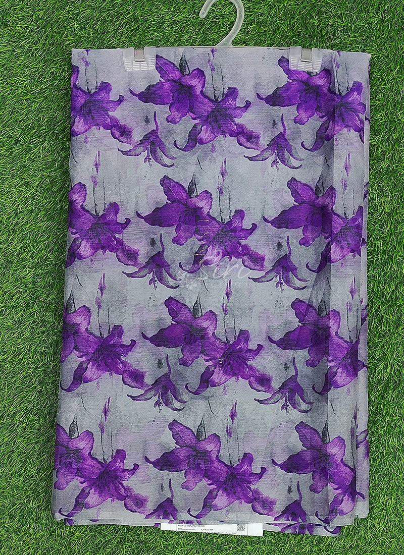 Authentic Garden Vareli Printed Nara Chiffon Saree