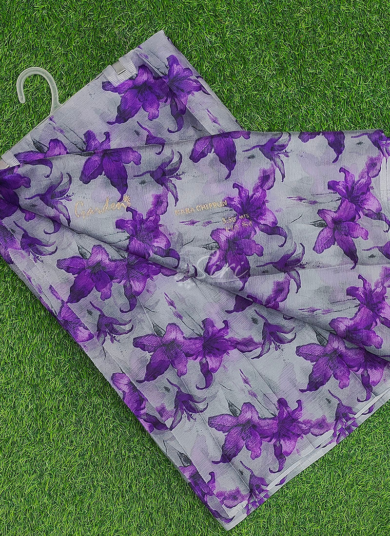 Authentic Garden Vareli Printed Nara Chiffon Saree