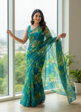 Authentic Garden Vareli Printed Nara Chiffon Saree