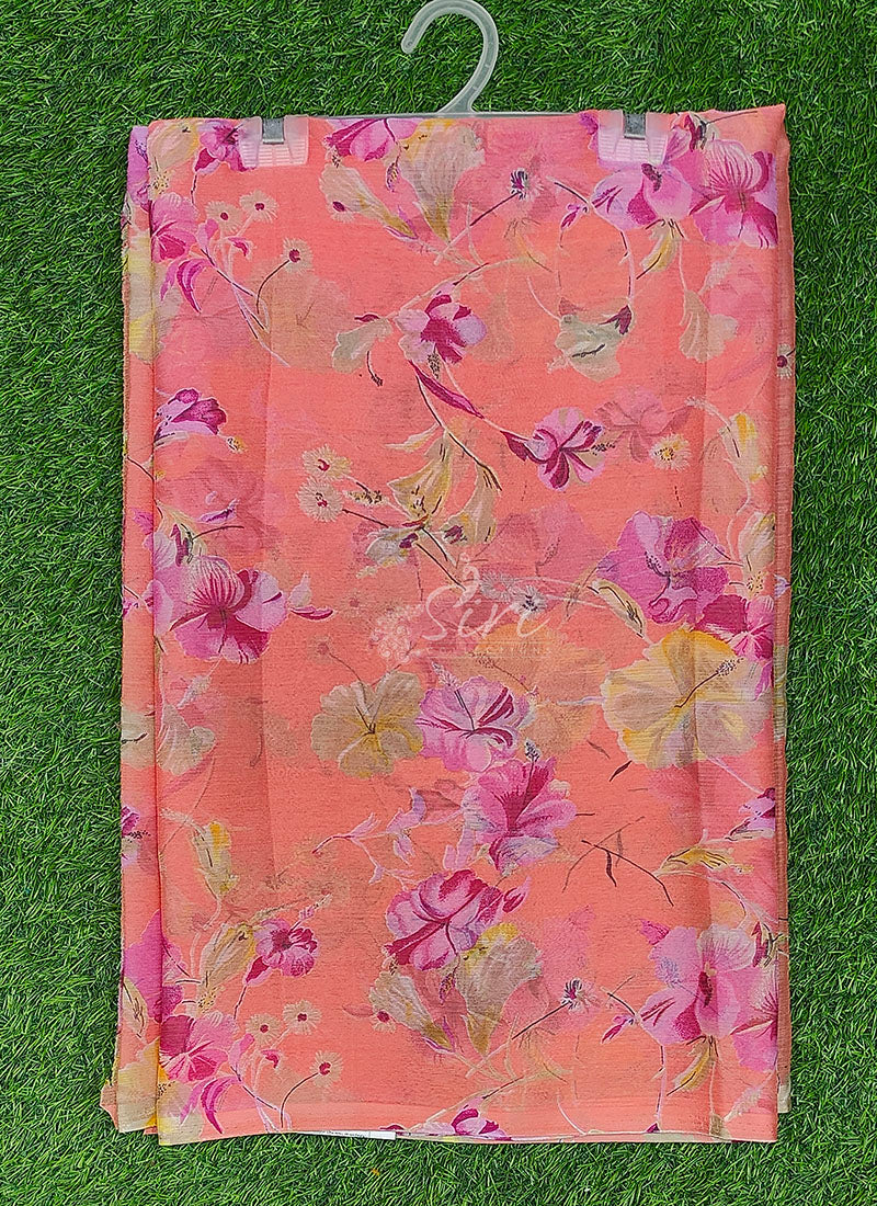 Authentic Garden Vareli Printed Nara Chiffon Saree