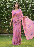 Authentic Garden Vareli Printed Nara Chiffon Saree
