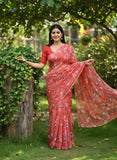 Authentic Garden Vareli Printed Nara Chiffon Saree