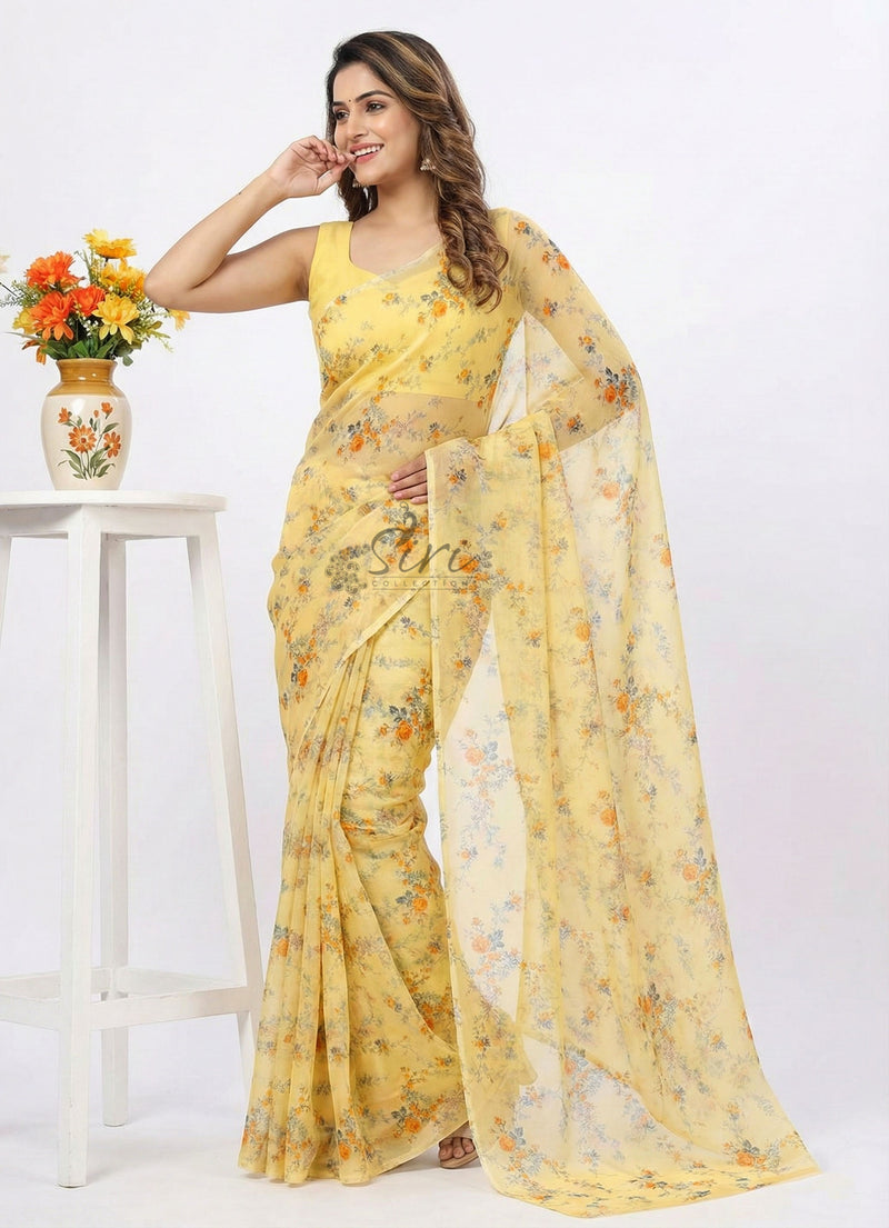 Garden Vareli Nara Chiffon Yellow