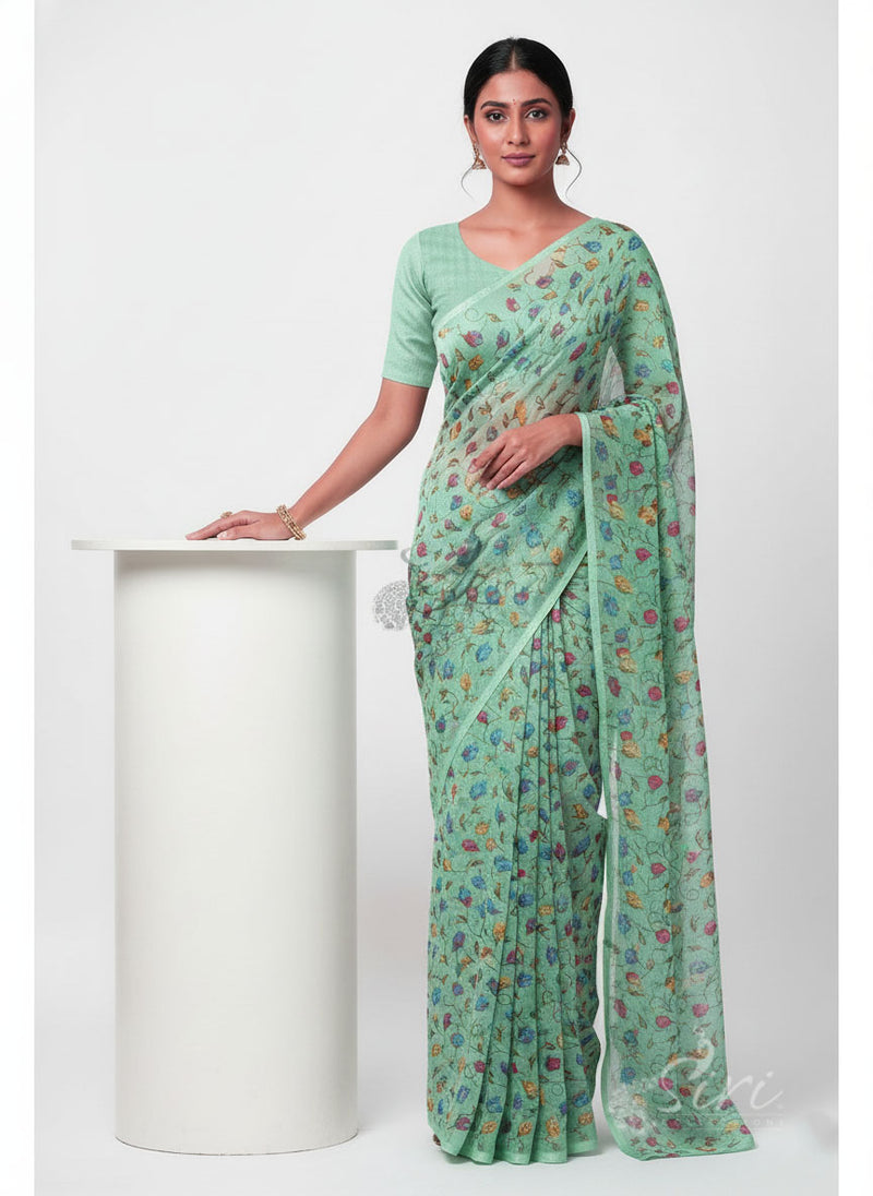 Latest Garden Vareli Printed Nara Chiffon Saree