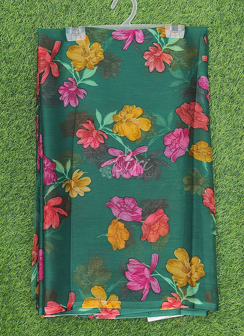Garden Vareli Printed Green Nara Chiffon Saree