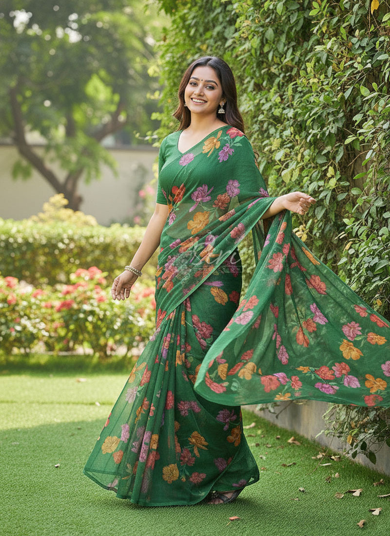 Garden Vareli Printed Nara Chiffon Saree