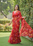 Latest Garden Vareli Printed Nara Chiffon Saree