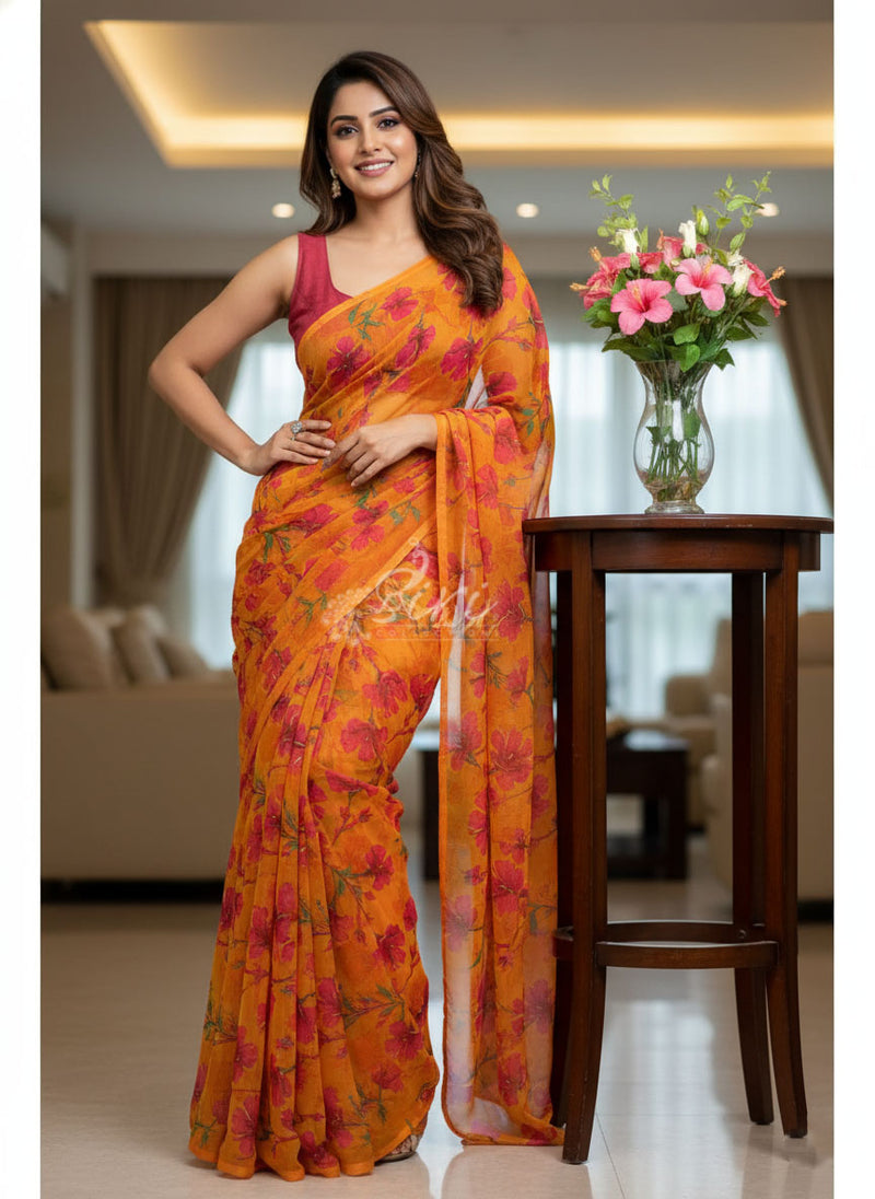 Garden Vareli Printed Nara Chiffon Saree