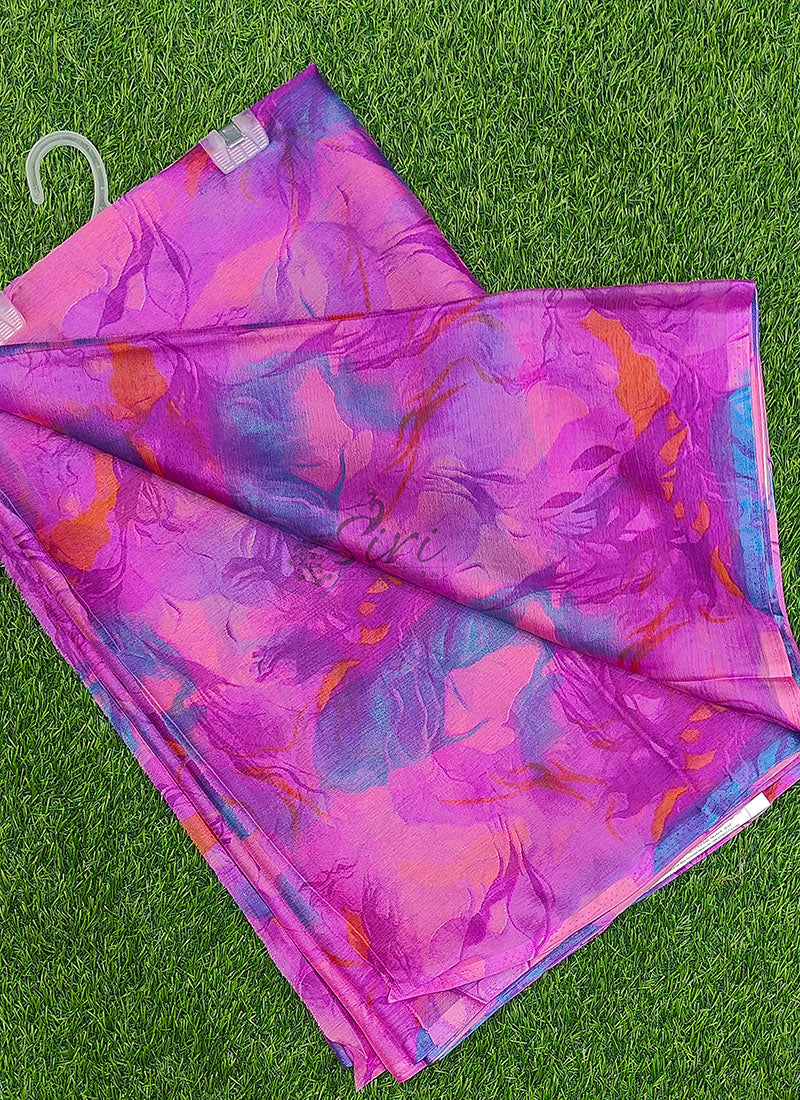 Authentic Garden Vareli Printed Nara Chiffon Saree