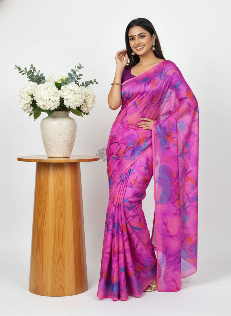 Authentic Garden Vareli Printed Nara Chiffon Saree