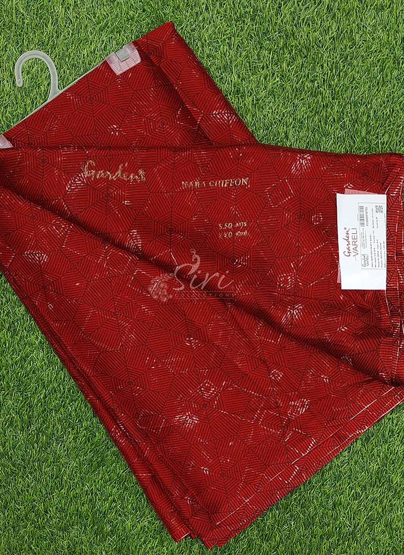 Authentic Garden Vareli Printed Nara Chiffon Saree