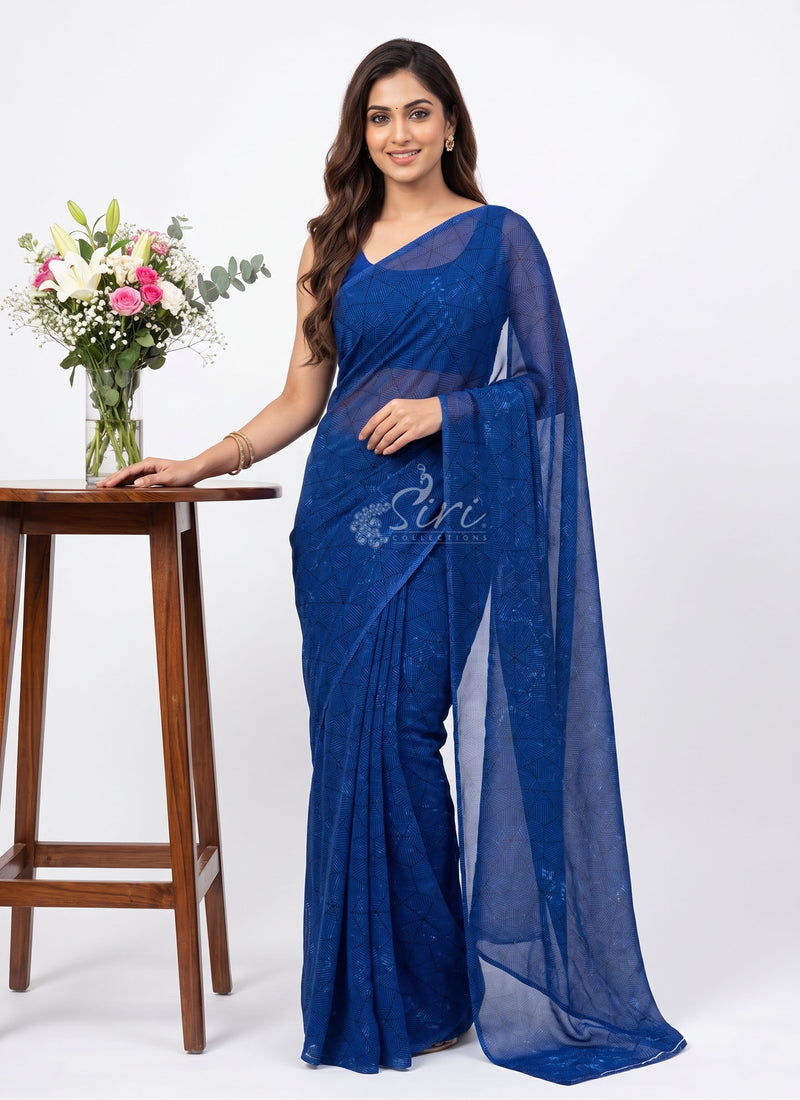 Authentic Garden Vareli Printed Nara Chiffon Saree