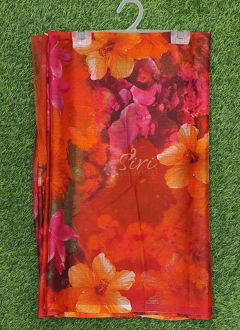 Authentic Garden Vareli Printed Nara Chiffon Saree