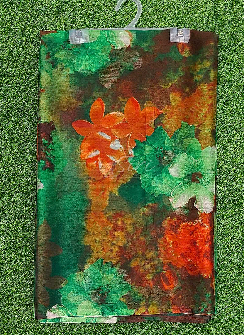 Authentic Garden Vareli Printed Nara Chiffon Saree