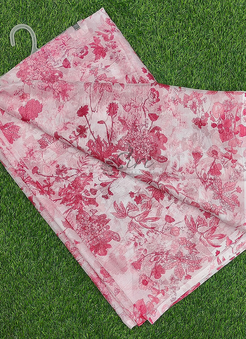 Authentic Garden Vareli Printed Nara Chiffon Saree