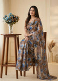 Authentic Garden Vareli Printed Nara Chiffon Saree
