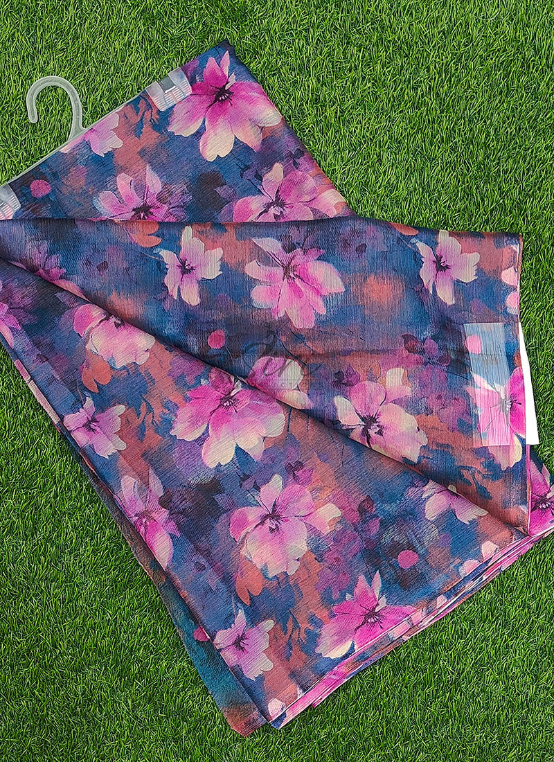 Authentic Garden Vareli Printed Nara Chiffon Saree