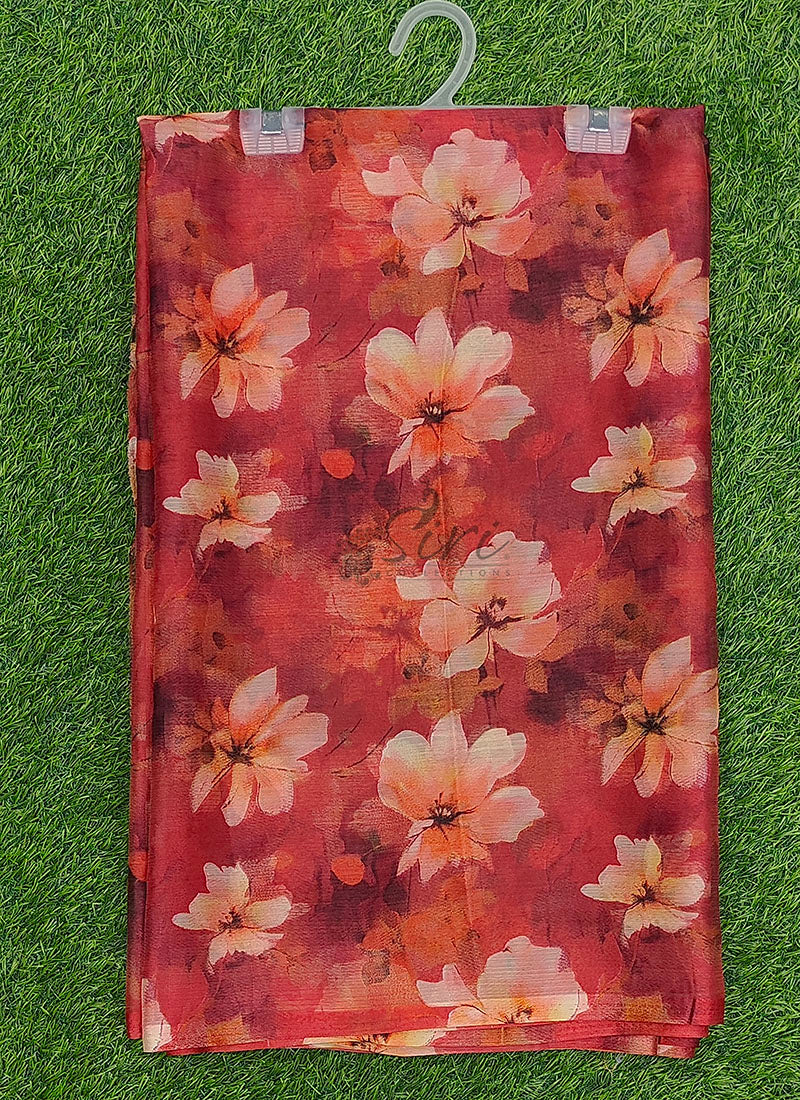 Authentic Garden Vareli Printed Nara Chiffon Saree