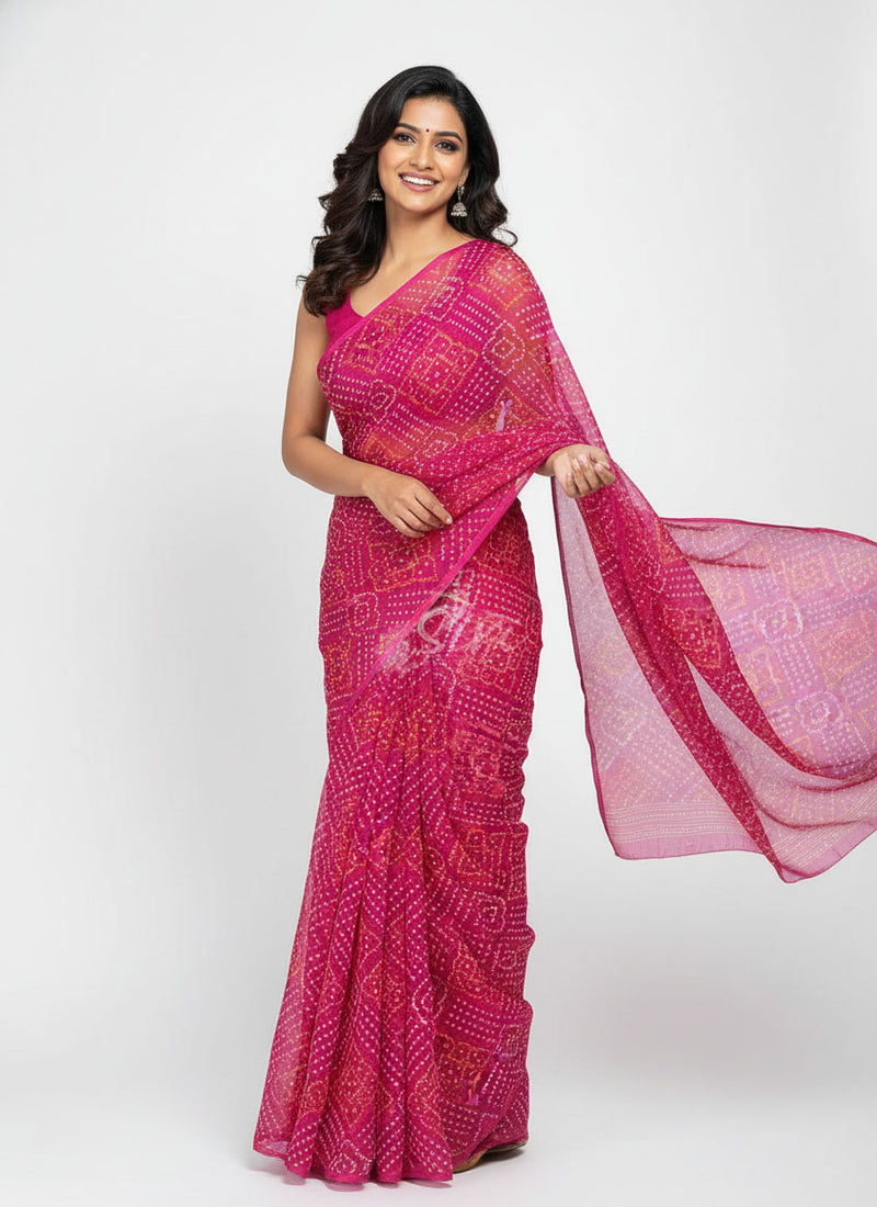 Authentic Garden Vareli Printed Nara Chiffon Saree