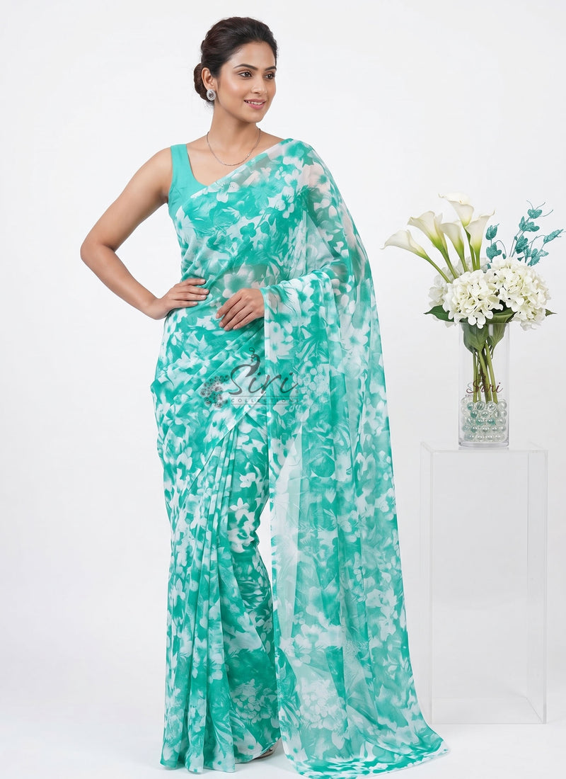 High Quality Garden Vareli Printed Nara Chiffon Saree