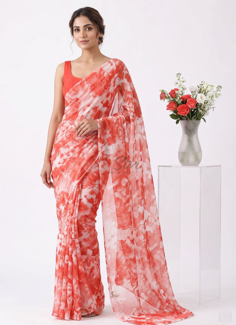 High Quality Garden Vareli Printed Nara Chiffon Saree