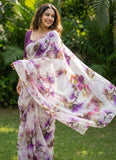 High Quality Garden Vareli Printed Nara Chiffon Saree