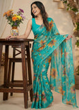 High Quality Garden Vareli Printed Nara Chiffon Saree